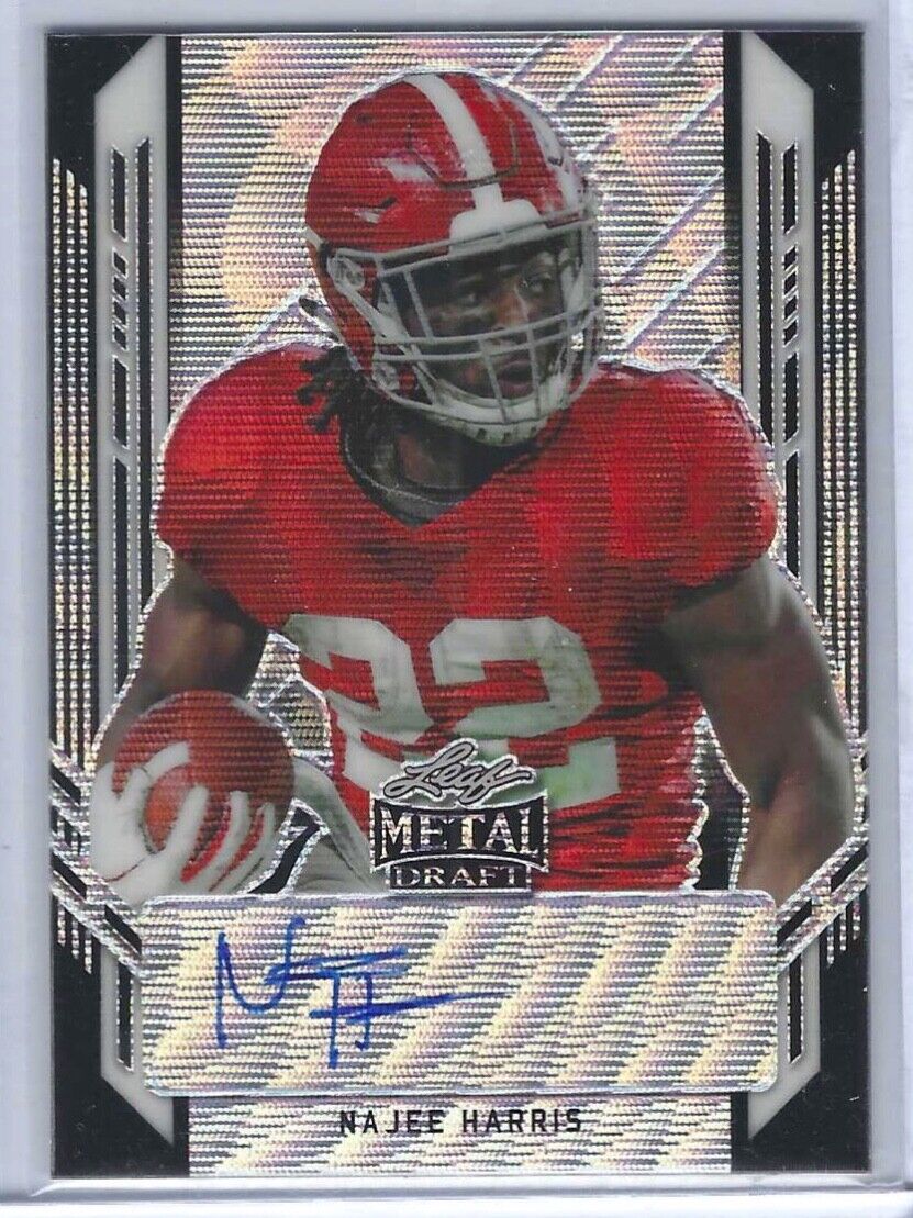 NAJEE HARRIS 2021 LEAF METAL DRAFT BLACK WAVE PRIZM ROOKIE AUTO RC #D 5/7
