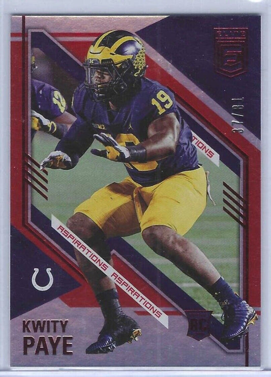 KWITY PAYE 2021 PANINI DONRUSS ELITE ASPIRATIONS RED FOIL ROOKIE RC #D 37/81