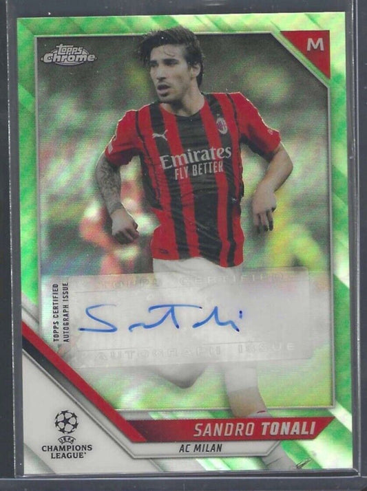 SANDRO TONALI 2021-22 TOPPS CHROME UCL GREEN REFRACTOR AUTO #D 41/99