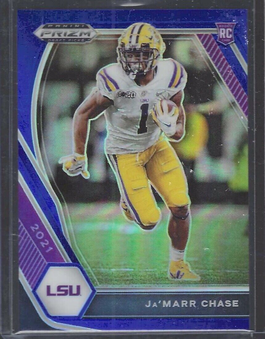 JA'MARR CHASE 2021 PANINI PRIZM DRAFT PICKS BLUE PRIZM ROOKIE RC #D 086/199