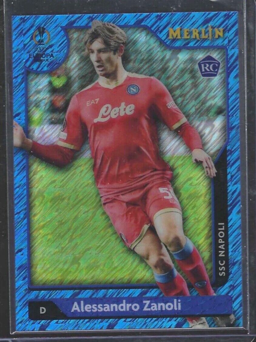 ALESSANDRO ZANOLI 2021-22 TOPPS MERLIN BLUE SHIMMER REFRACTOR ROOKIE RC #D 42/75