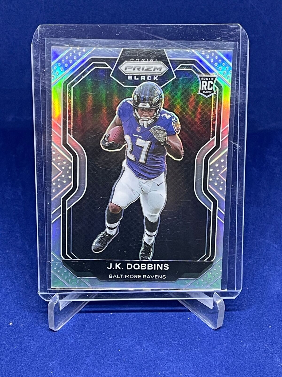 JK DOBBINS 2020 PANINI CHRONICLES PRIZM BLACK SILVER PRIZM ROOKIE RC