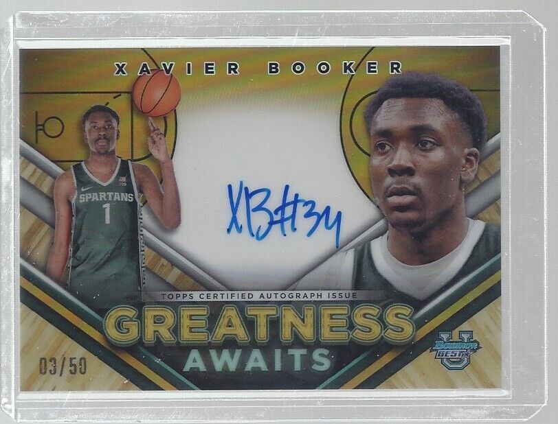 XAVIER BOOKER 2023 BOWMANS BEST GREATNESS AWAITS GOLD REFRACTOR ON CARD AUTO /50