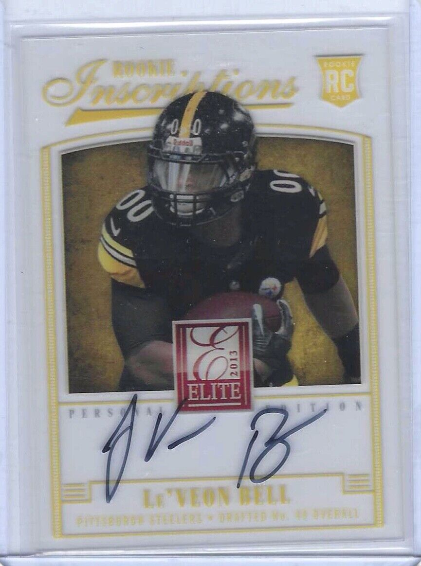 LE'VEON BELL 2013 PANINI ELITE ACETATE ROOKIE INSCRIPTIONS ON CARD AUTO RC #28