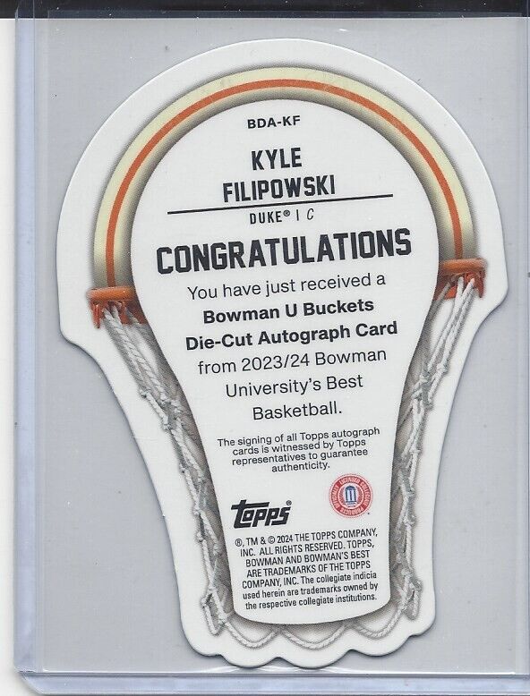 KYLE FILIPOWSKI 2023 BOWMANS BEST BUCKETS GOLD GEOMETRIC REFRACTOR AUTO /50