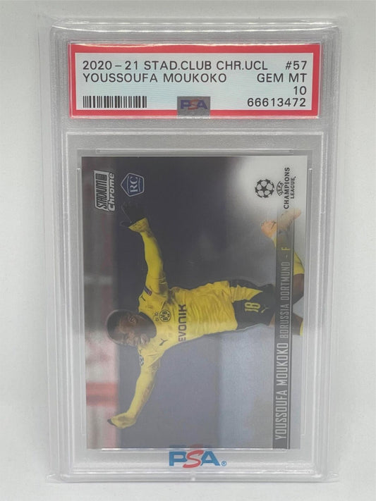 YOUSSOUFA MOUKOKO 2020-21 TOPPS STADIUM CLUB CHROME UCL #57 ROOKIE RC PSA 10