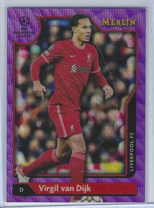 VIRGIL VAN DIJK 2021-22 TOPPS MERLIN PURPLE WAVE REFRACTOR #D 13/15