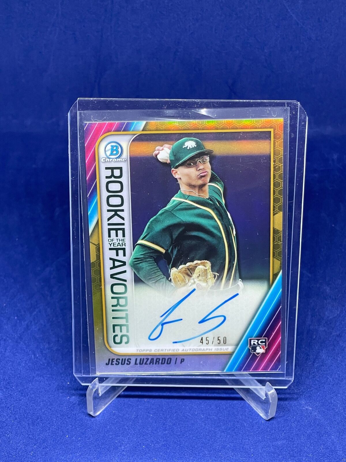 JESUS LUZARDO 2020 BOWMAN CHROME ROY FAVORITES GOLD REFRACTOR AUTO RC #D 45/50