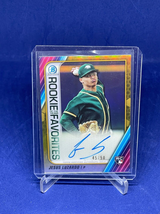 JESUS LUZARDO 2020 BOWMAN CHROME ROY FAVORITES GOLD REFRACTOR AUTO RC #D 45/50