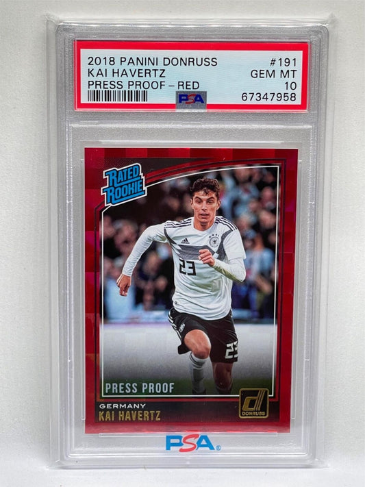 KAI HAVERTZ 2018 PANINI DONRUSS RATED ROOKIE PRESS PROOF RED #191 RC PSA 10 GEM