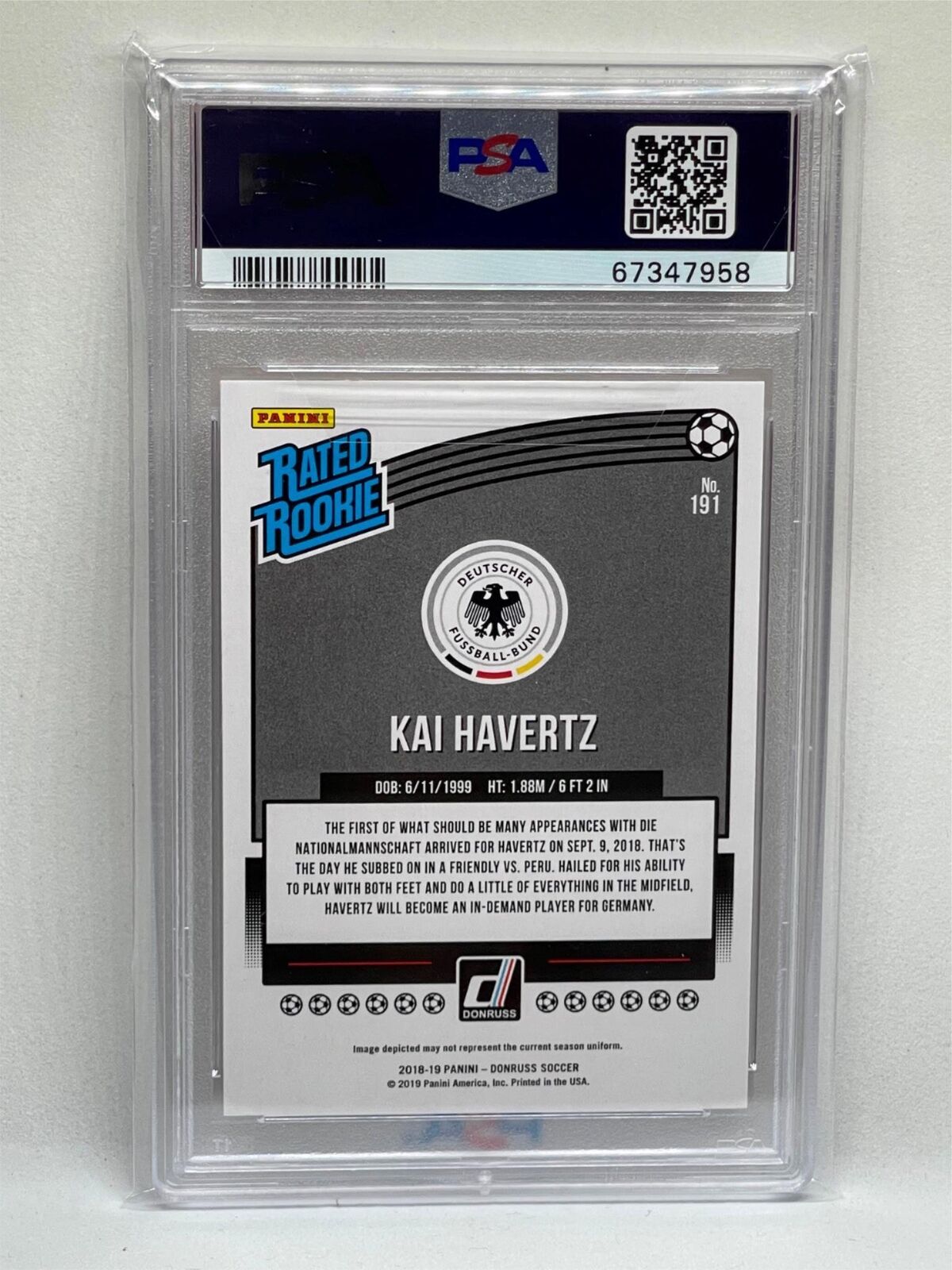 KAI HAVERTZ 2018 PANINI DONRUSS RATED ROOKIE PRESS PROOF RED #191 RC PSA 10 GEM