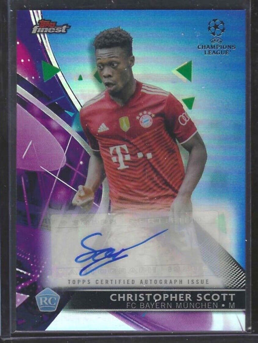 CHRISTOPHER SCOTT 2021-22 TOPPS FINEST BLUE REFRACTOR ROOKIE AUTO RC #D 107/150