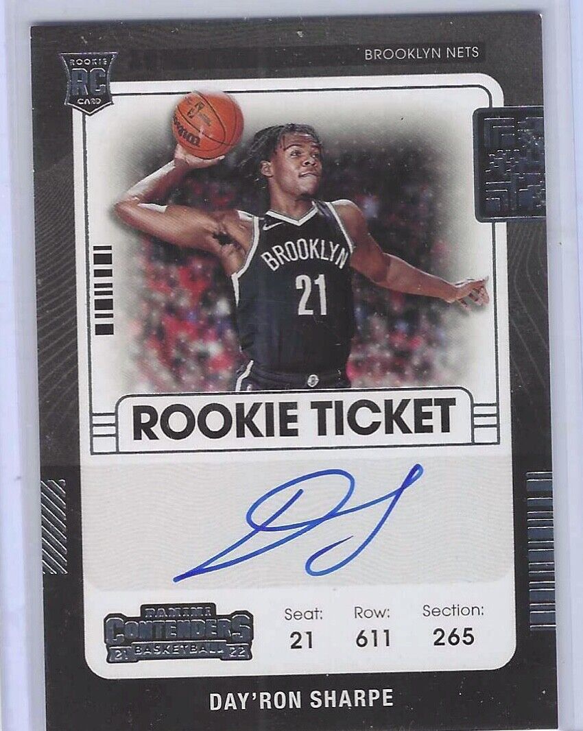 DAY'RON SHARPE 2021-22 PANINI CONTENDERS ROOKIE TICKET VARIATION AUTO RC #129