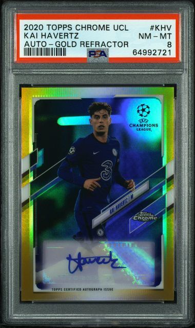 KAI HAVERTZ 2020-21 TOPPS CHROME UCL GOLD REFRACTOR AUTO #D 37/50 PSA 8 POP 4