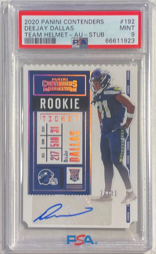 DEEJAY DALLAS 2020 CONTENDERS ROOKIE TICKET STUB AUTO RC #D /31 PSA 9 POP 1/1