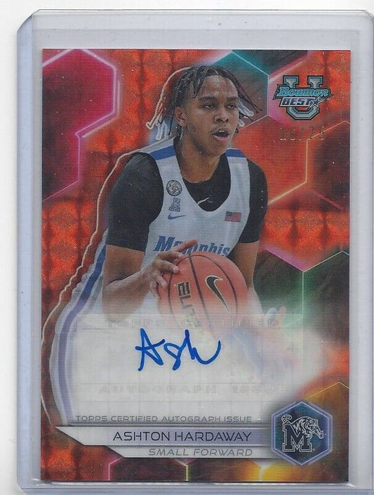 ASHTON HARDAWAY 2023 BOWMANS BEST UNIVERSITY ORANGE GEOMETRIC REFRACTOR AUTO /25