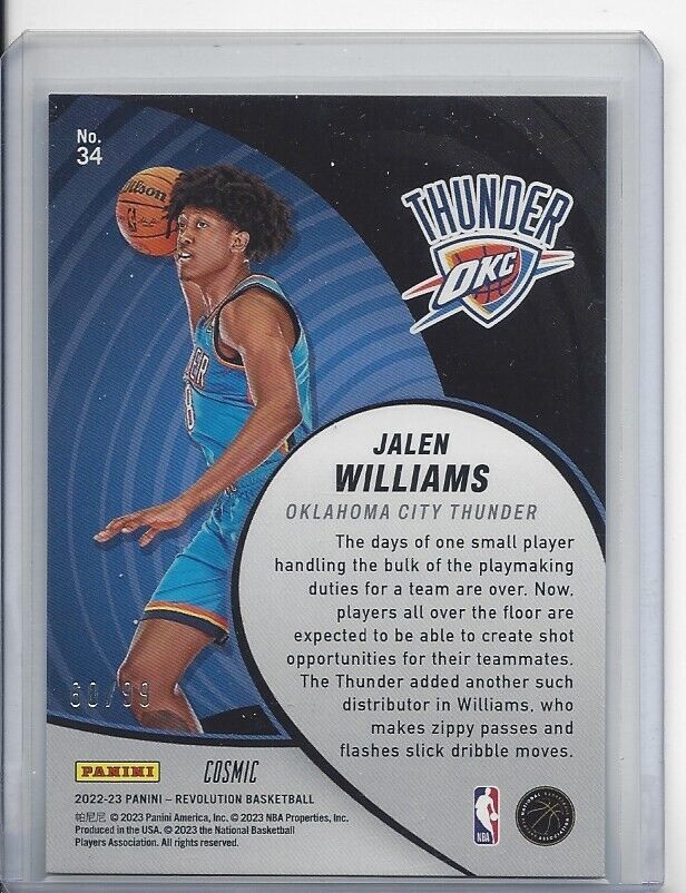 JALEN WILLIAMS 2022-23 PANINI REVOLUTION VORTEX COSMIC ROOKIE RC #D 60/99