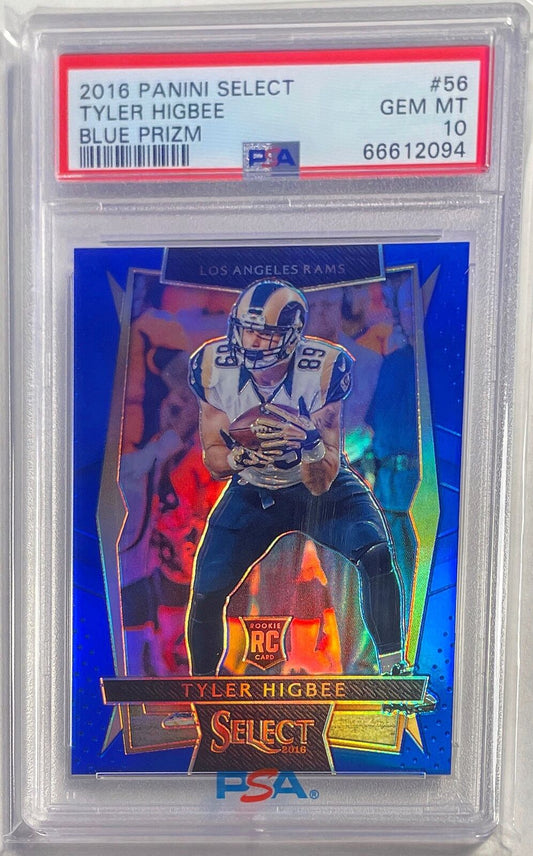TYLER HIGBEE 2016 PANINI SELECT BLUE PRIZM RC #D 97/149 PSA 10 GEM MINT POP 2