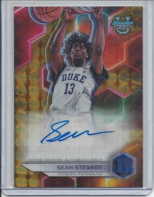 SEAN STEWART 2023 BOWMAN'S BEST UNIVERSITY GOLD GEOMETRIC REFRACTOR AUTO #D /50
