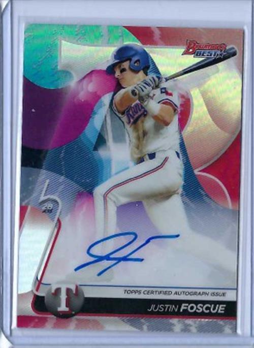 JUSTIN FOSCUE 2020 TOPPS BOWMAN'S BEST REFRACTOR ON CARD AUTO PROSPECT #B20-JF