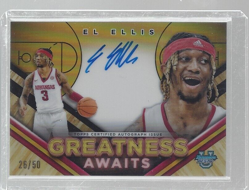 EL ELLIS 2023 BOWMANS BEST GREATNESS AWAITS GOLD REFRACTOR ON CARD AUTO /50
