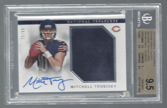MITCH MITCHELL TRUBISKY 2017 NATIONAL TREASURES JERSEY AUTO RC /99 BGS 9.5 10 AU