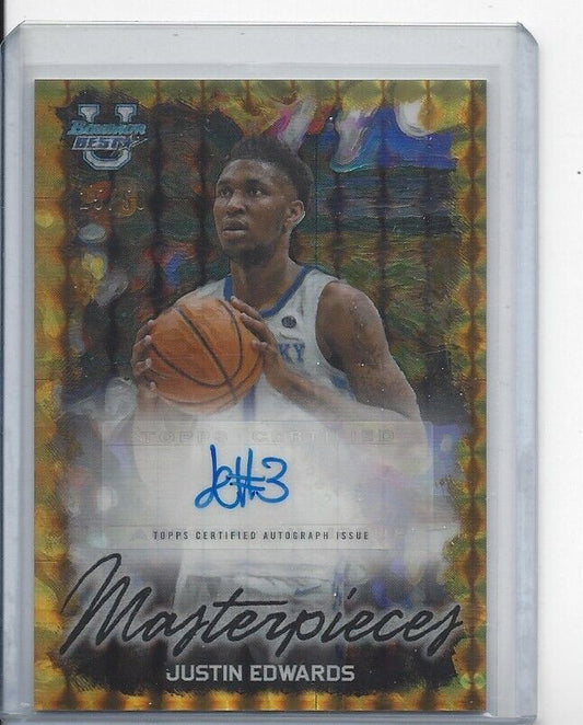 JUSTIN EDWARDS 2023 BOWMAN BEST U MASTERPIECES GOLD GEOMETRIC REFRACTOR AUTO /50