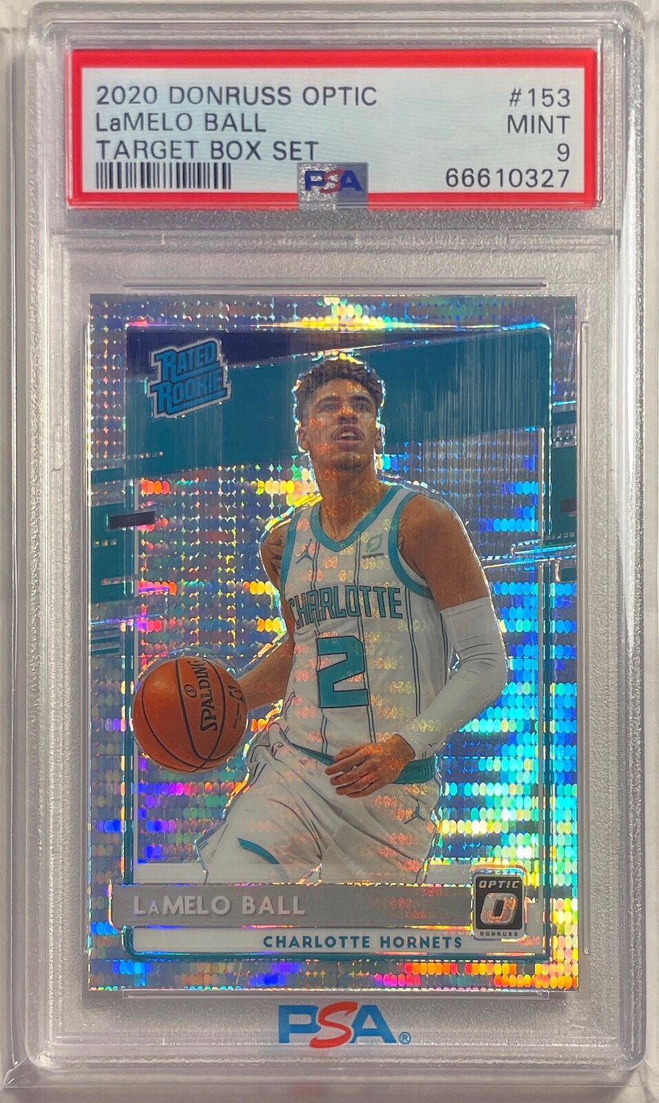 LAMELO BALL 2020-21 DONRUSS OPTIC TARGET BOX SET HOLO PRIZM ROOKIE RC #153 PSA 9