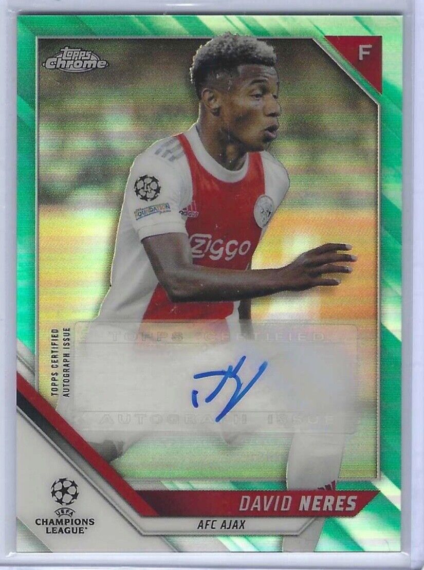 DAVID NERES 2021-22 TOPPS CHROME UEFA AQUA REFRACTOR AUTO #D 077/199