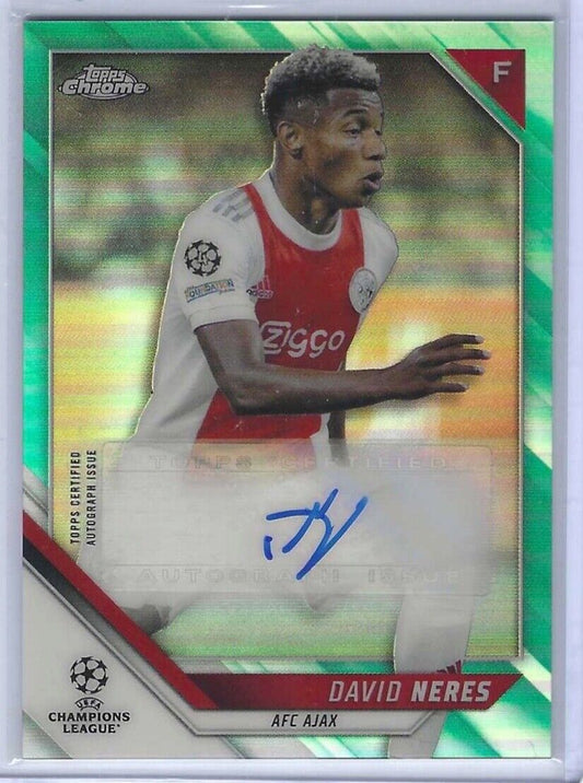 DAVID NERES 2021-22 TOPPS CHROME UEFA AQUA REFRACTOR AUTO #D 077/199