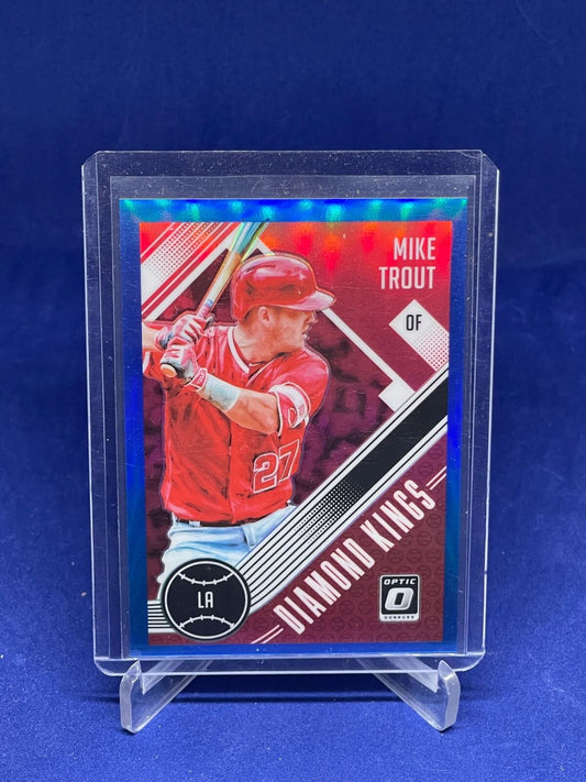 MIKE TROUT 2018 PANINI DONRUSS OPTIC DIAMOND KINGS BLUE HOLO PRIZM #D 110/149