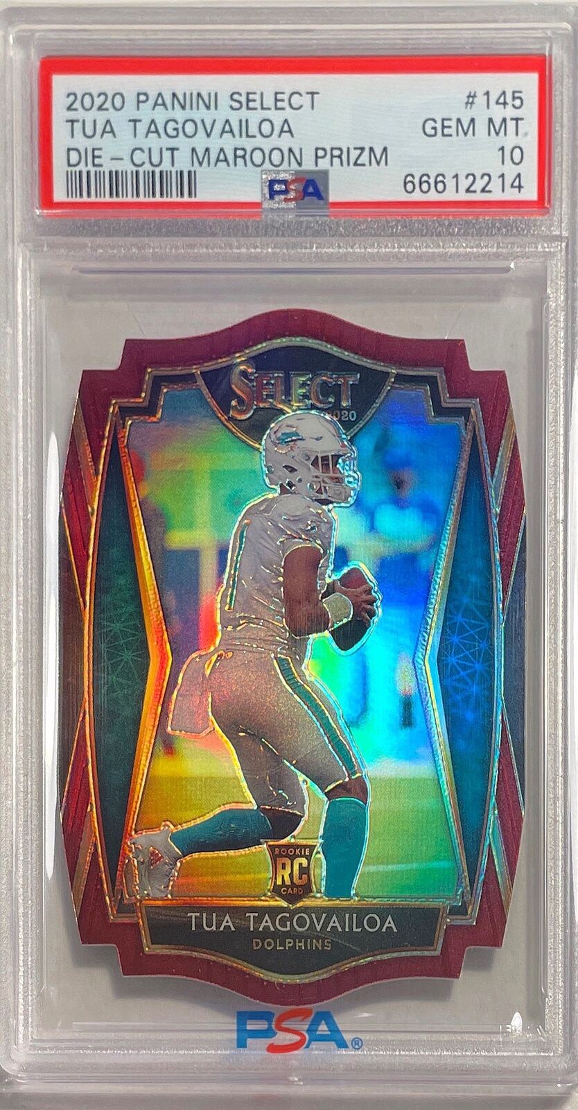 TUA TAGOVAILOA 2020 SELECT DIE CUT MAROON PRIZM PREMIER RC #145 PSA 10 POP 25