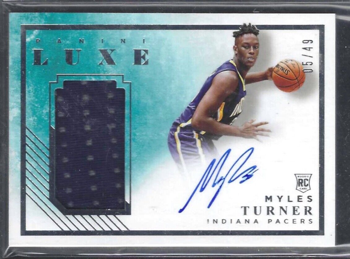 MYLES TURNER 2015-16 PANINI LUXE RPA ROOKIE PATCH AUTO RC #D 05/49