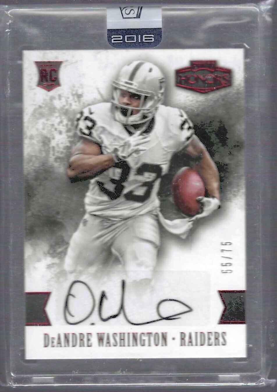 DEANDRE WASHINGTON 2016 PANINI HONORS RED ENCASED ROOKIE AUTO RC #D 55/75