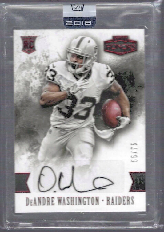 DEANDRE WASHINGTON 2016 PANINI HONORS RED ENCASED ROOKIE AUTO RC #D 55/75