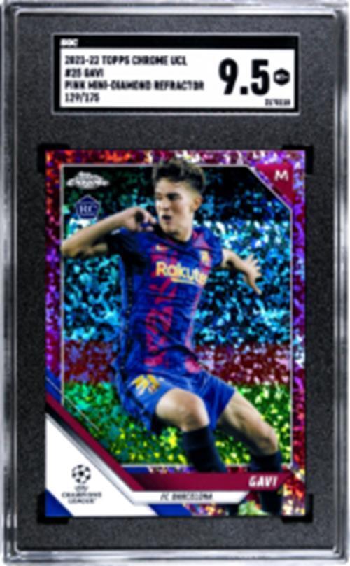 GAVI 2021-22 TOPPS CHROME UCL PINK MINI DIAMOND REFRACTOR RC /175 SGC 9.5 MINT +