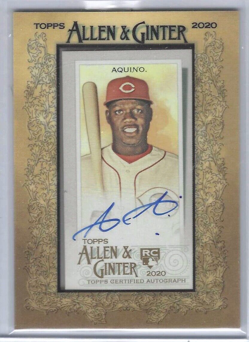 ARISTIDES AQUINO 2021 TOPPS ALLEN AND GINTER MINI ON CARD FRAMED AUTO #MA-AA
