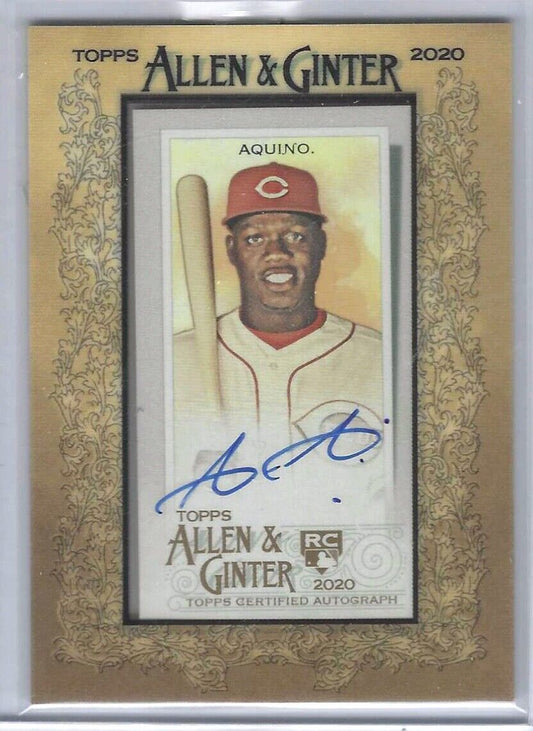 ARISTIDES AQUINO 2021 TOPPS ALLEN AND GINTER MINI ON CARD FRAMED AUTO #MA-AA