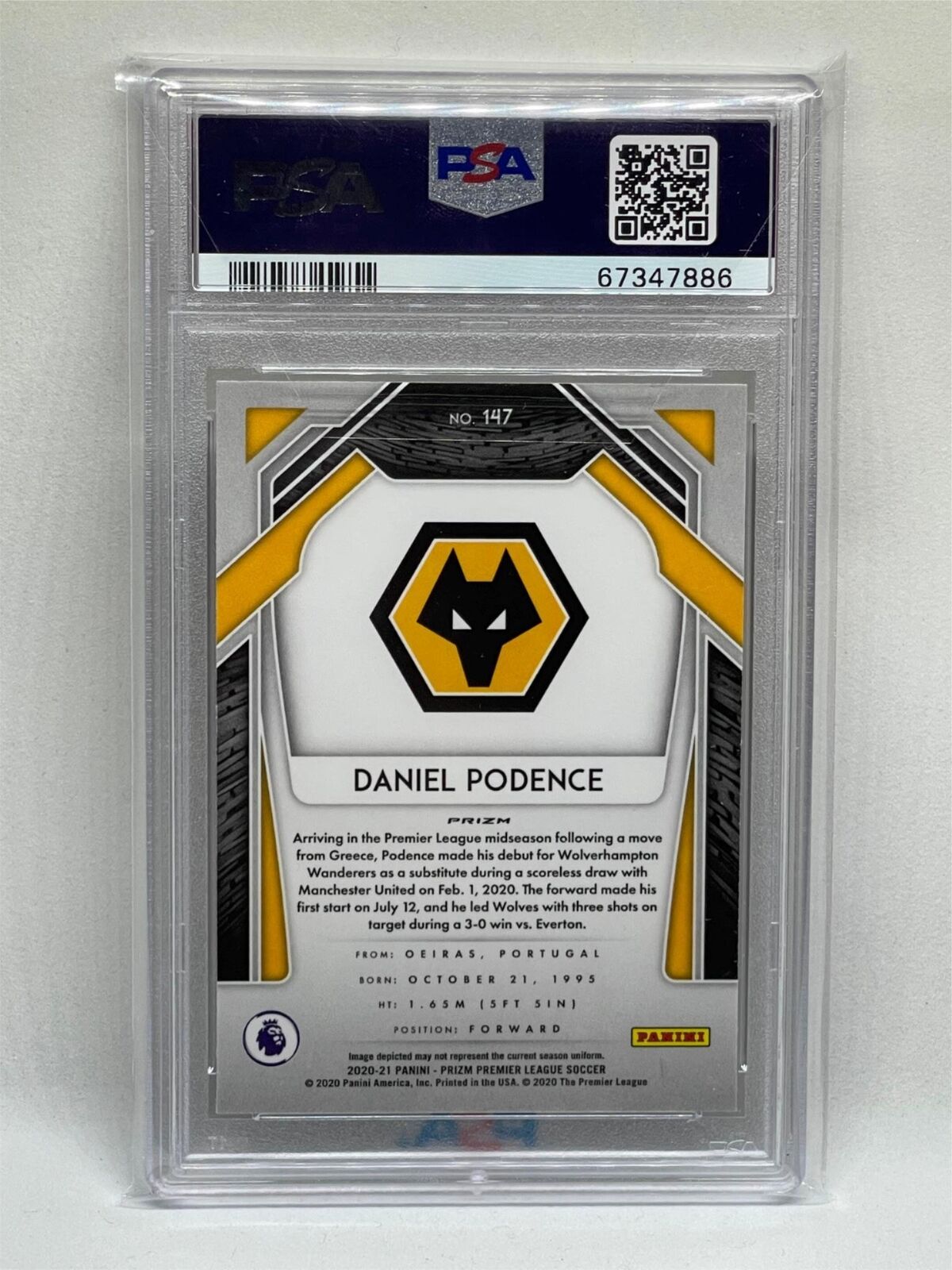 DANIEL PODENCE 2020-21 PANINI PRIZM EPL MULTICOLOR #147 ROOKIE RC PSA 10 POP 1/1