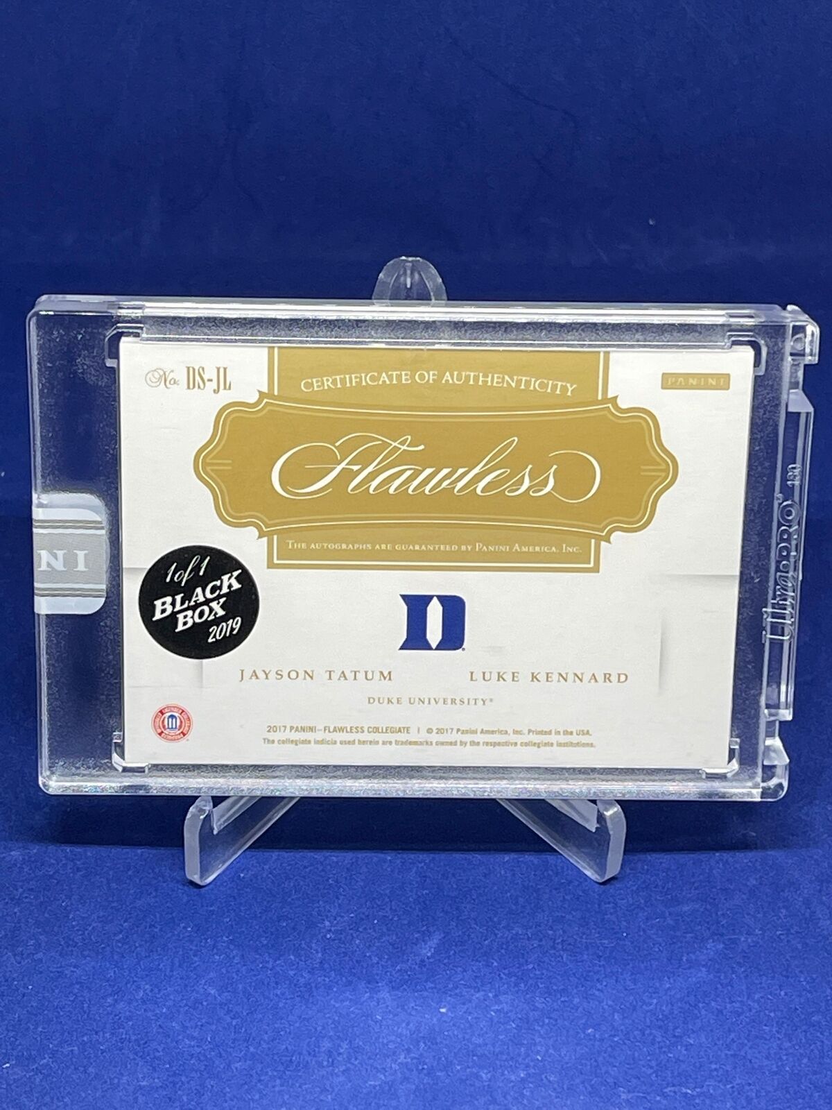JAYSON TATUM LUKE KENNARD 2017 PANINI FLAWLESS COLLEGIATE AUTO BLACK BOX RC 1/1