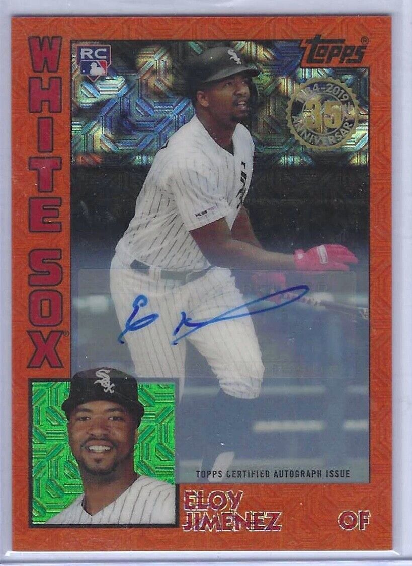 ELOY JIMENEZ 2019 TOPPS CHROME THROWBACK ORANGE MOJO REFRACTOR AUTO RC #D 10/25