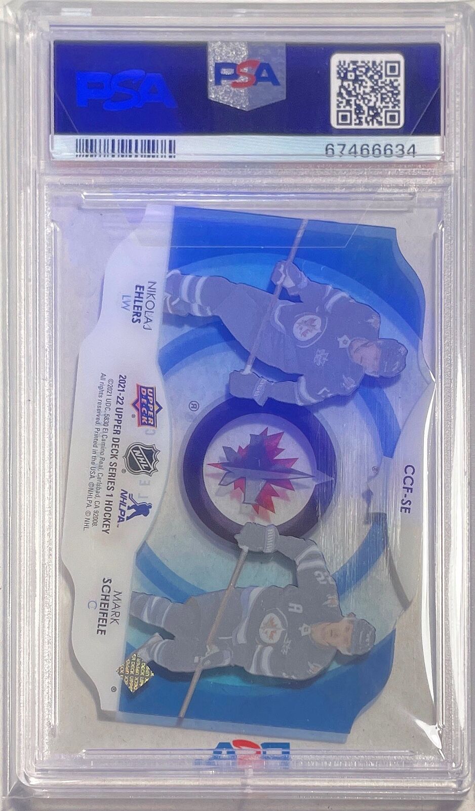 MARK SCHEIFELE NIKOLAJ EHLERS 2021 UPPER DECK CLEAR FOUNDATIONS PSA 10 POP 1/1