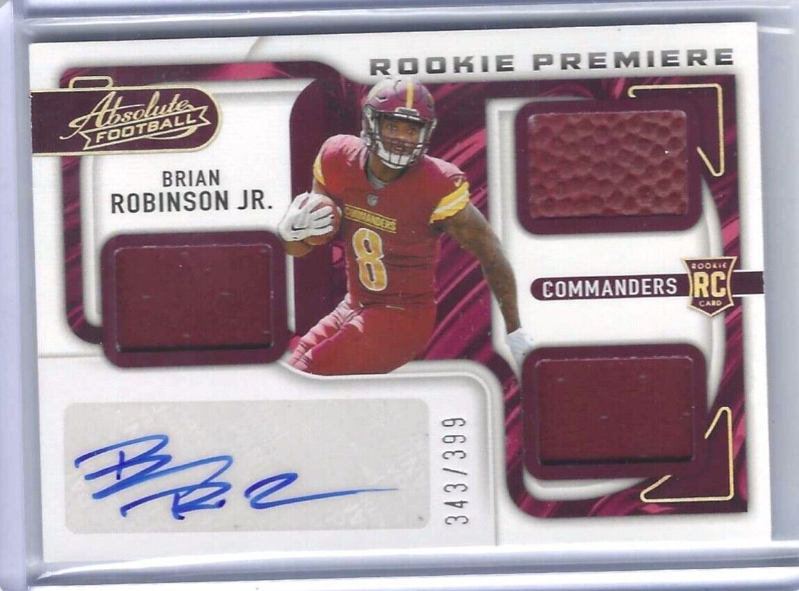 BRIAN ROBINSON JR 2022 PANINI ABSOLUTE ROOKIE TRIPLE PATCH AUTO RC #D 343/399