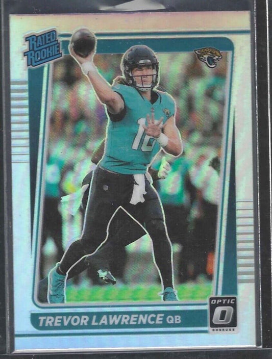 TREVOR LAWRENCE 2021 PANINI DONRUSS OPTIC SILVER HOLO PRIZM RATED ROOKIE RC #201