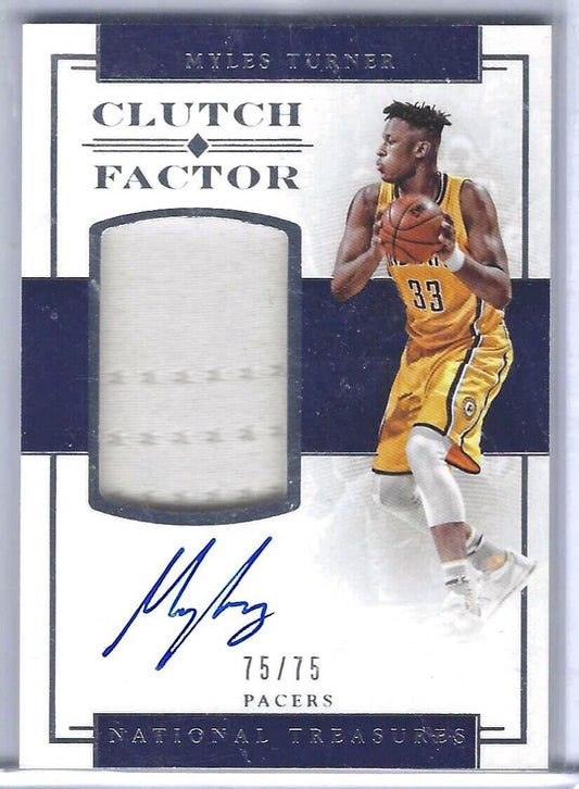 MYLES TURNER 2016-17 NATIONAL TREASURES CLUTCH FACTOR JERSEY AUTO #D 75/75