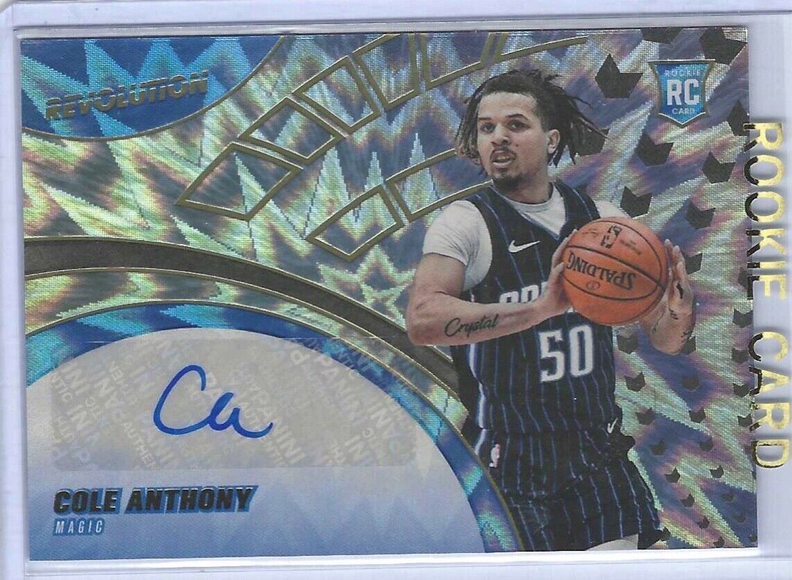 COLE ANTHONY 2021-22 PANINI REVOLUTION FRACTAL ROOKIE AUTO RC #D 025/100