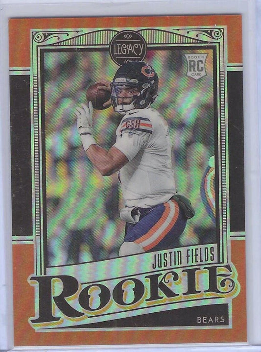 JUSTIN FIELDS 2021 PANINI CHRONICLES LEGACY ORANGE PRIZM ROOKIE RC #D 56/75
