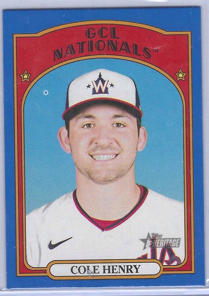 COLE HENRY 2021 TOPPS HERITAGE MINORS BLUE #D 94/99