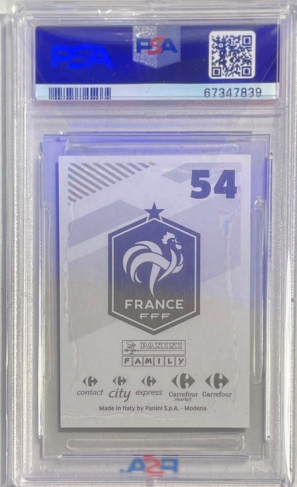 KYLIAN MBAPPE 2018-19 CARREFOUR FFF FIERS D'ETRE BLEUS GOLD STICKER RC #54 PSA 9