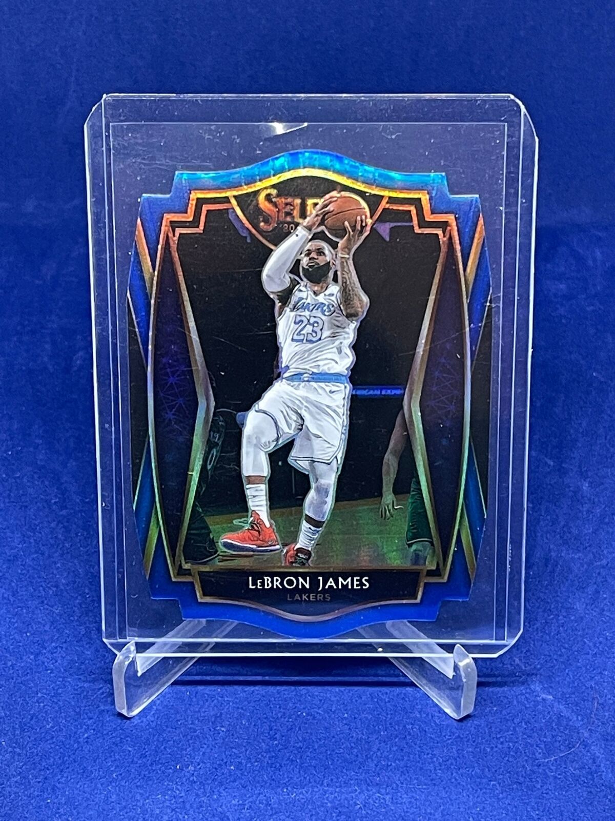 LEBRON JAMES 2020-21 PANINI SELECT PREMIER LEVEL BLUE PRIZM DIE CUT #D 82/249